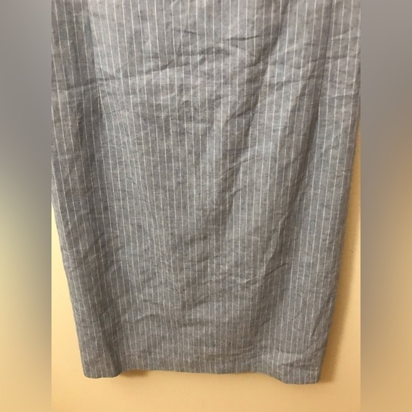 NEW Premise Women Linen Blend Blue White Pinstripe Square Neck Sheath Dress SZ 8 - Picture 6 of 12